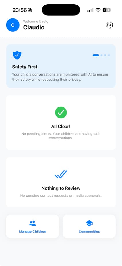 School dashboard screenshot